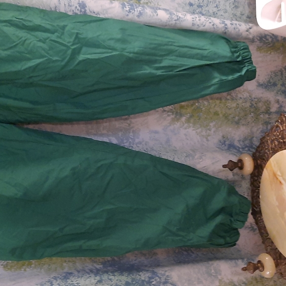 Green 1990's y2k windbreaker jogging pants zipper on ankle pockets sz L - Picture 3 of 7